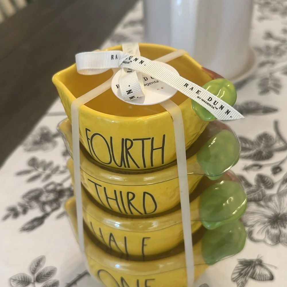 Rae Dunn By Magenta Yellow Lemon Stacking Measuring Cups